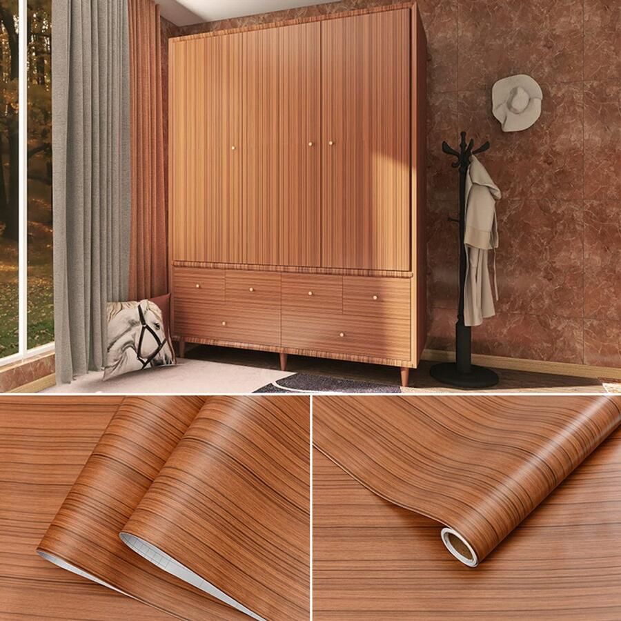 Zelfklevende papiertape met houtlook voor meubels PVC-rol decoratieve sticker voor keuken deur tafel decoratieve stickers met geverfde coating 40 cm x 2 m