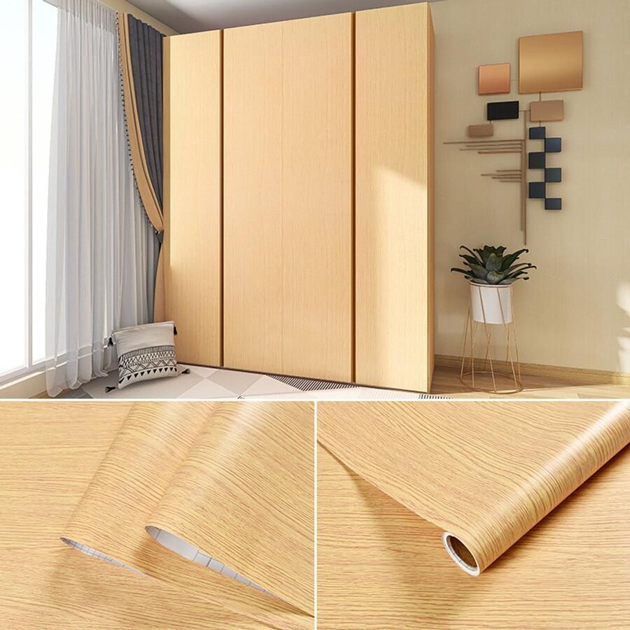 Zelfklevende papiertape met houtlook voor meubels PVC-rol decoratieve sticker voor keuken deur tafel decoratieve stickers met geverfde coating 40 cm x 2 m
