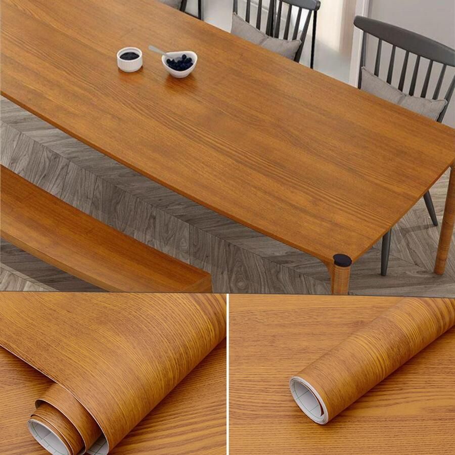 Zelfklevende papiertape met houtlook voor meubels PVC-rol decoratieve sticker voor keuken deur tafel decoratieve stickers met geverfde coating 40 cm x 2 m