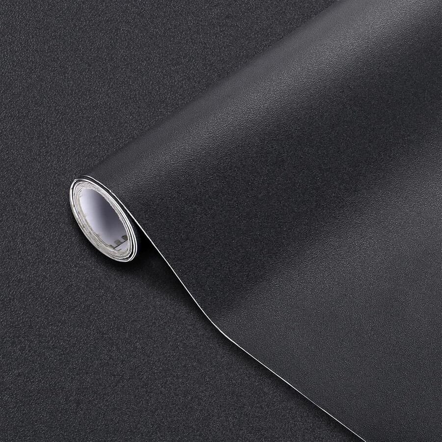 Zelfklevende plakfolie zwart mat meubelfolie plakfolie folie voor meubels keuken muur commode kast tafel waterdicht vinyl decoratiefolie 61 x 500 cm