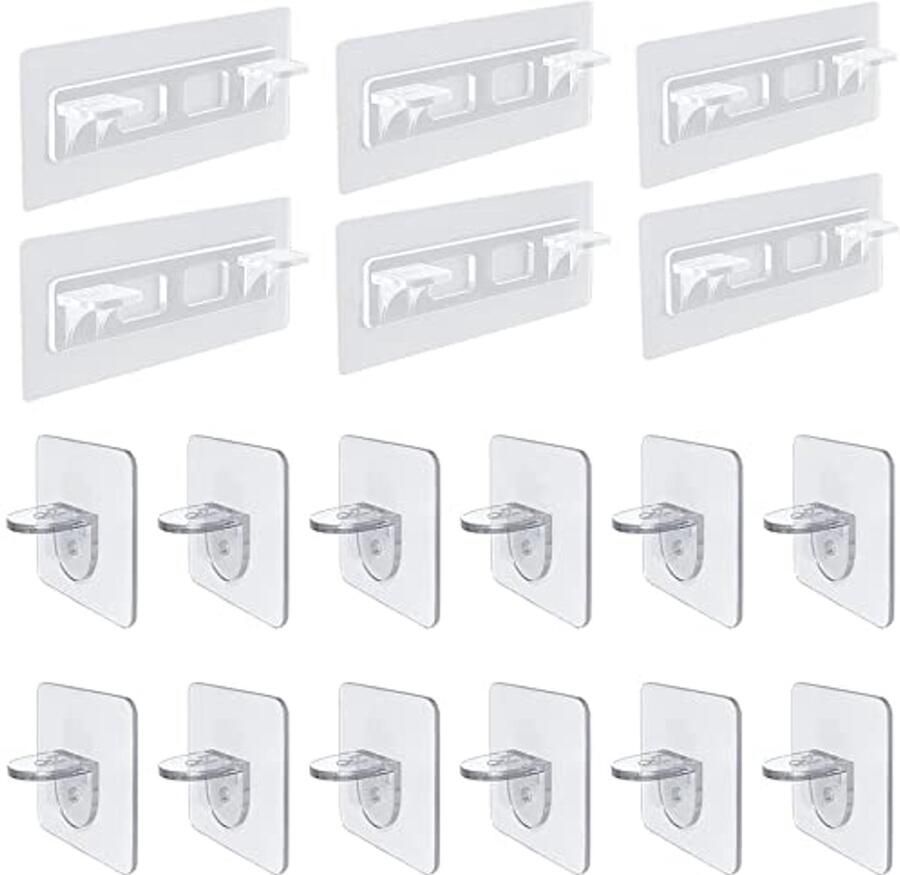 Zelfklevende Plankdragers 18 stuks Kastbodemhouders zonder boren Ideaal voor Kledingkasten en Opbergrekken