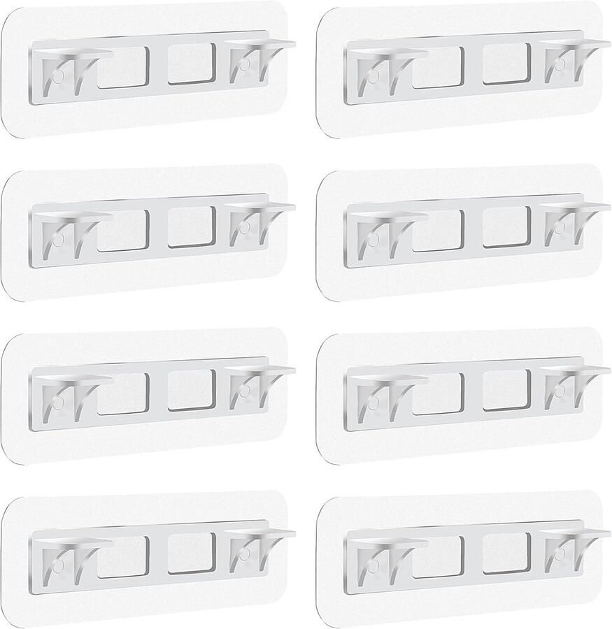 Zelfklevende plankhouders zelfklevende planksteunen stansvrije plankhouders dubbele rij versterkt design plankklemmen voor keukenkasten boekenplanken kasten kartonnen borden (8 stuks)