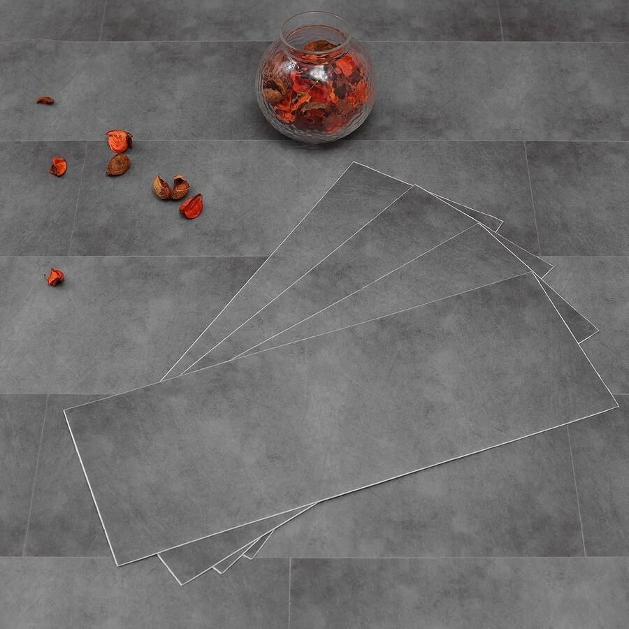 Zelfklevende PVC Vloerbedekking Grijs 40 x 15 cm Waterdicht Voor Woonkamer Slaapkamer Keuken Badkamer