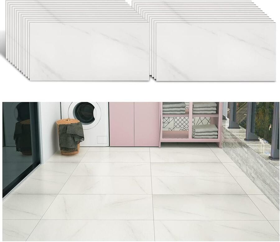 Zelfklevende PVC-vloerbedekking multifunctioneel set van 24 premium materiaal 60 cm x 30 cm