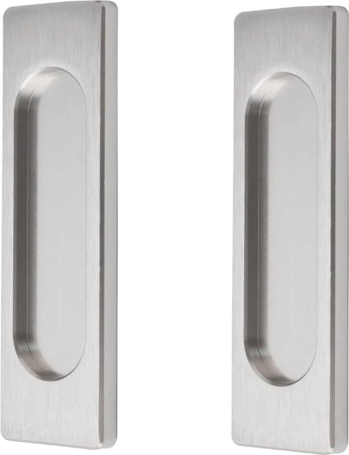 Zelfklevende rechthoekige schuifdeurgrepen van aluminiumlegering verzonken punch-vrije handgreep voor schuifdeuren ramen kasten (geborsteld staal 100 mm) 2 stuks