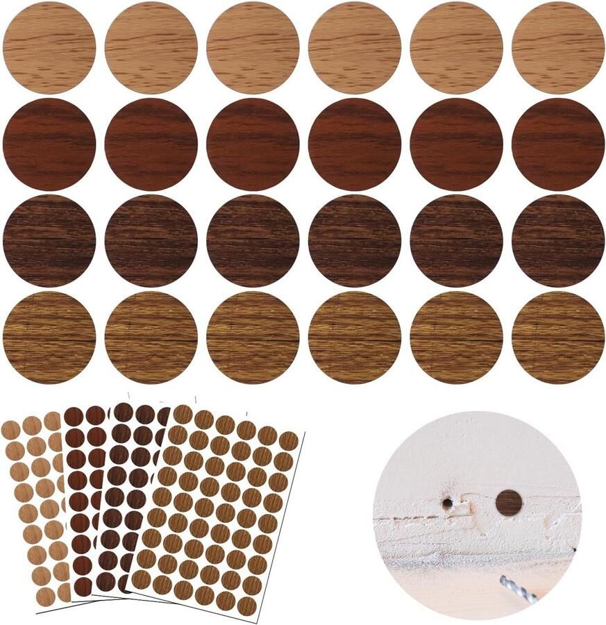 Allecto Plus Zelfklevende Schroefdoppen 21mm Meubelkast Plankplaat Houten Kledingkast Schroefdopafdichtingen Schroefgatstickers Buitenshuis