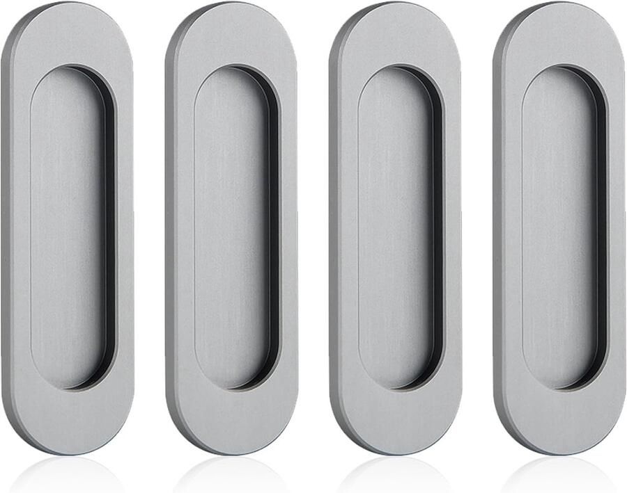 Zelfklevende schuifdeurgrepen 4 stuks zilver ovaal