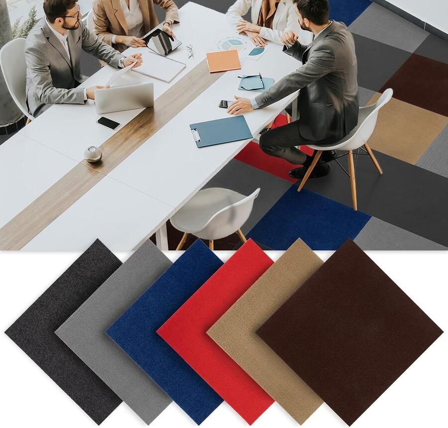 Zelfklevende Tapijttegels 40x40 cm Antistatisch Vilt voor Thuis en Kantoor