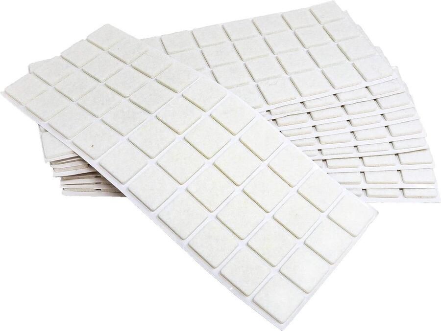 Zelfklevende viltglijders 25x25 mm Vierkant Wit 400 stuks Dikte 35 mm Meubel- en vloerbescherming