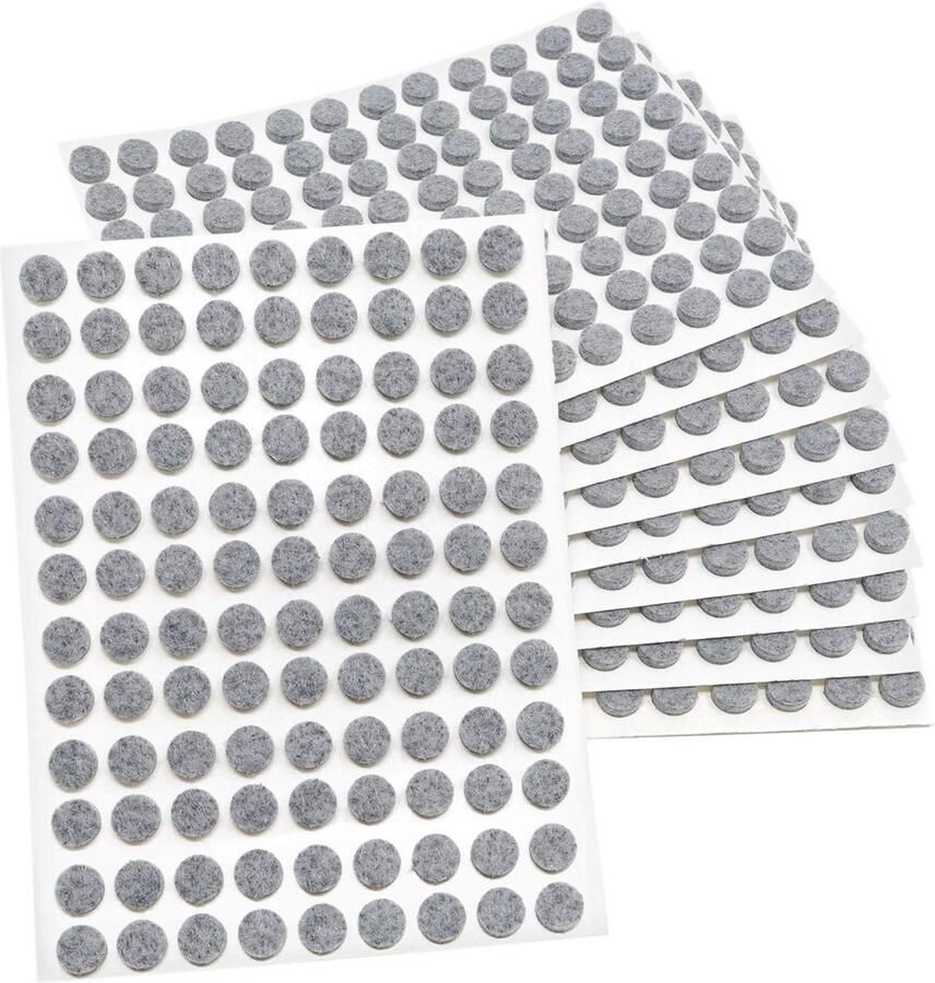 Zelfklevende viltglijders Grijs 10mm rond 1080 stuks ø 35 mm dikte Meubel en vloerbescherming