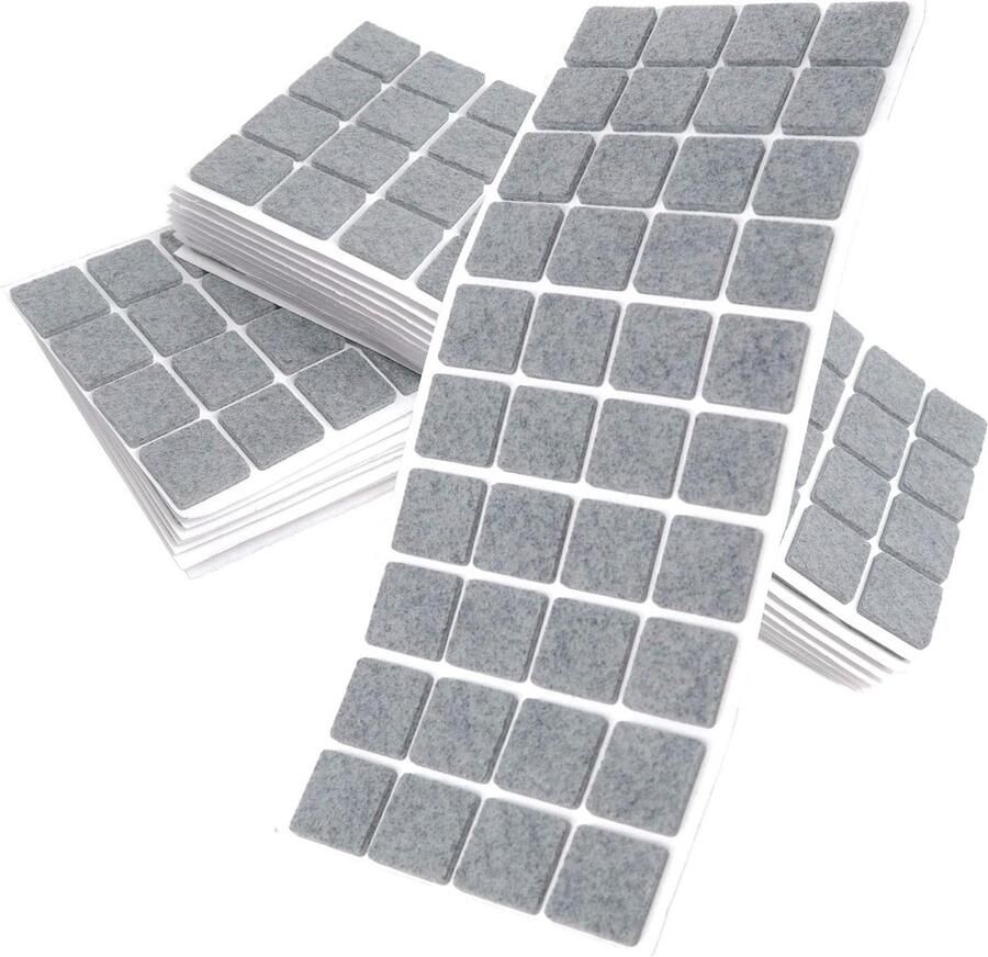 Zelfklevende viltglijders Grijs 25x25 mm Vierkant Dikte 35 mm Meubel- en vloerbescherming