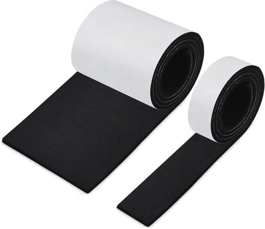 Allecto Premium Zelfklevende Viltglijders Zwart 2 Rollen Viltband Meubelglijders Sterke Hechting Milieuvriendelijk Snijbaar Set van 100 x 10 cm + 100 x 2 cm