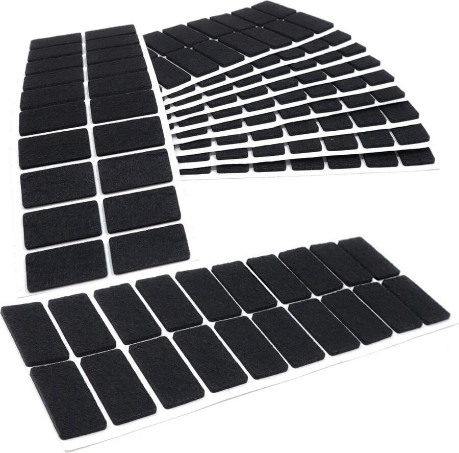 Zelfklevende viltglijders Zwart 20x40 mm Rechthoekig Set van 200 Dikte 35 mm Meubel- en vloerbescherming