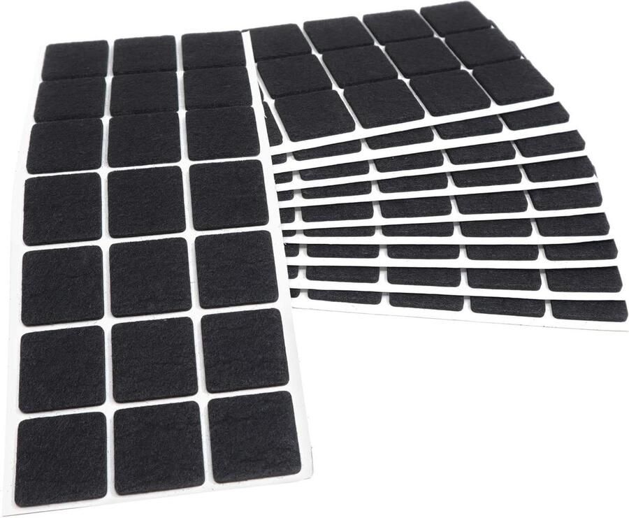 Zelfklevende viltglijders zwart vierkant 30x30 mm set van 210 dikte 35 mm meubelvilt vloerbescherming