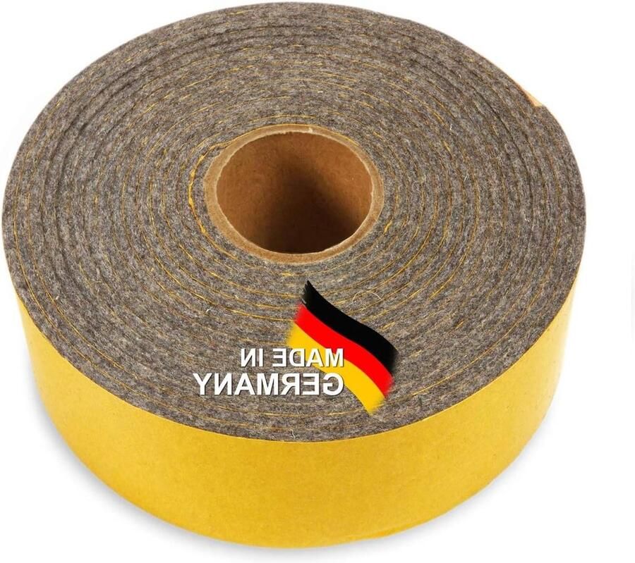 Zelfklevende vilttape grijs gevlekt 45 mm breed 2 mm dik 6 m lang isolatie en bescherming tegen rammelen