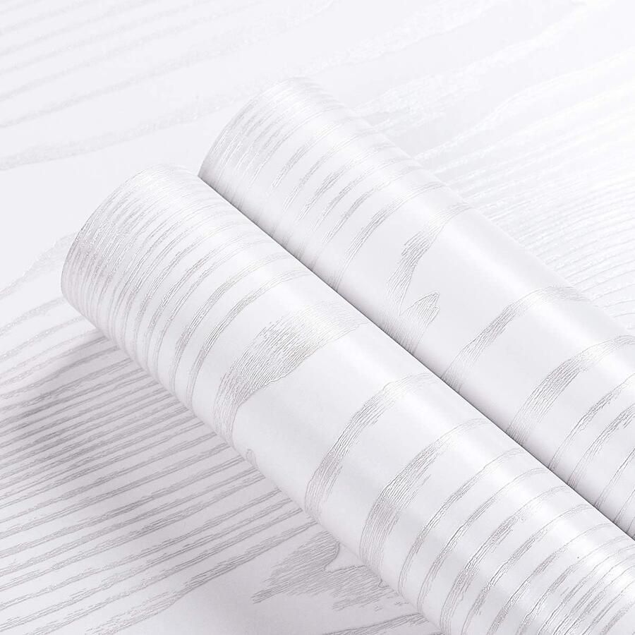 Zelfklevende Vinyl Wrap Wit Hout Contact Papier Schil en Stok 40CMx5M Voor Tafel Bureau Werkblad Vinyl Bedekking Waterdicht