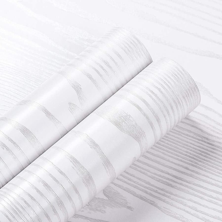 Zelfklevende Vinyl Wrap Wit Hout Contact Papier Schil en Stok 40CMx5M Voor Tafel Bureau Werkblad Vinyl Bedekking Waterdicht - Foto 2