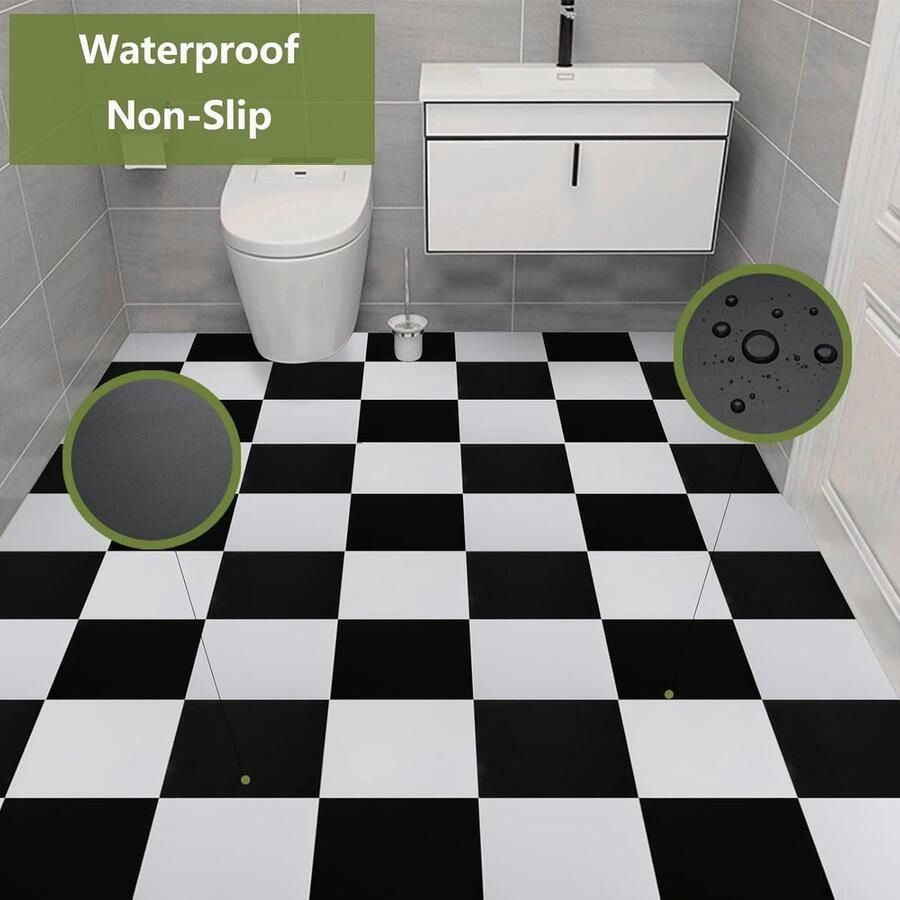 Zelfklevende Vinylvloeren Eenvoudig te installeren Set van 10 Zwart en Wit PVC