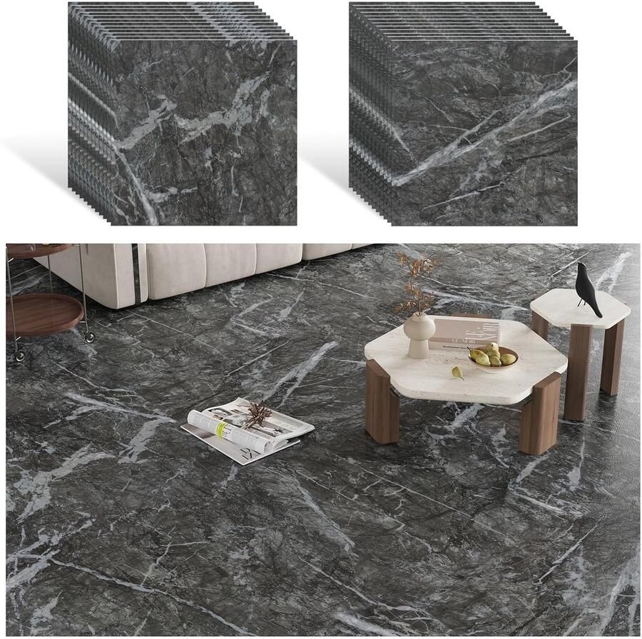 Zelfklevende vloertegels asbruin marmer set van 12 waterdicht