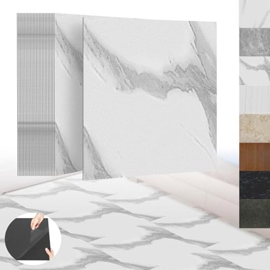 Zelfklevende Vloertegels met Hout-Effekt 27 Vinyl Tegels voor Keuken en Woonkamer Marmerlook Beige 2 51 m²