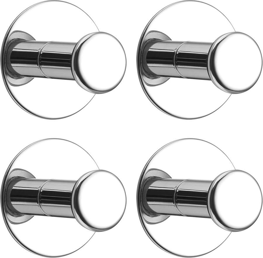 Zelfklevende Wandhaken 4 Stuks Roestvrij Staal Chroom Haken voor Badkamer Keuken en Meer