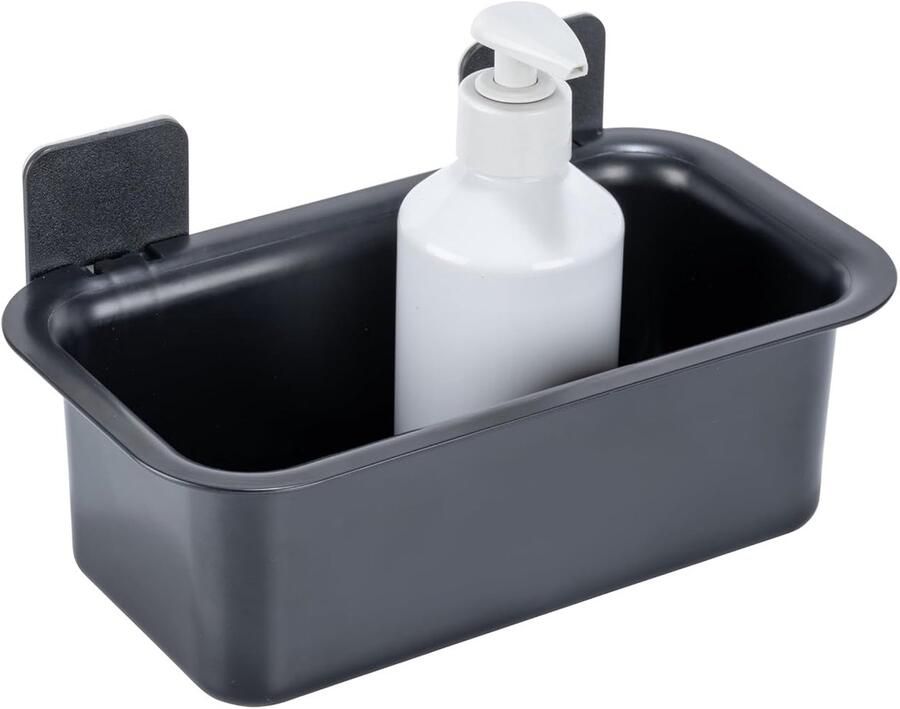 Zelfklevende wandplank voor badkamer zwart 1 stuk ABS-kunststof 23 x 8 x 22 cm