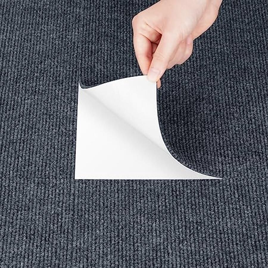 Zelfklevende Wasbare Tapijttegels 30x30CM Antislip Grijs voor Woonkamer en Kantoor 4 Stuks