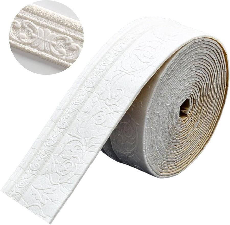 Zelfklevende witte sierlijst 10 m x 8 cm x 5 mm waterdicht 3D stuclijst voor wanden plafonds rolboordtrims voor hoeken decoratieve lijsten