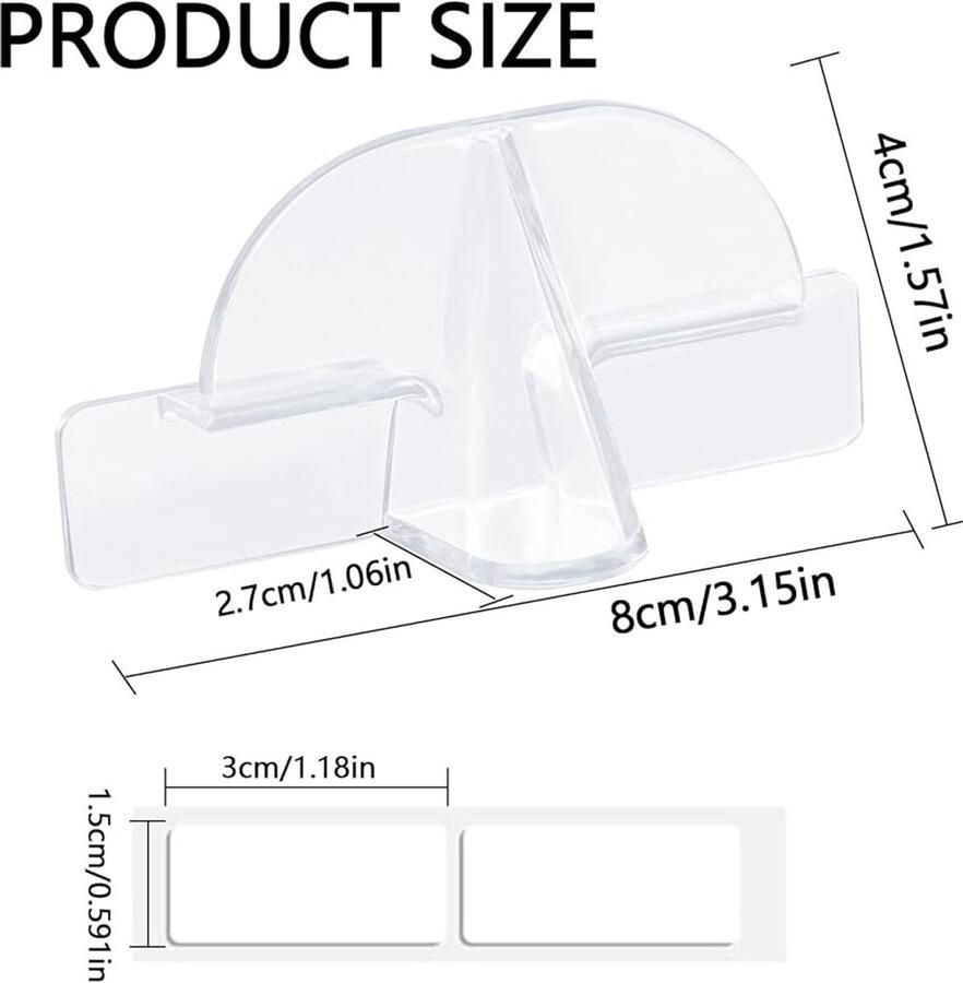 Zelfklevende zonnebrilhouder transparant set van 12