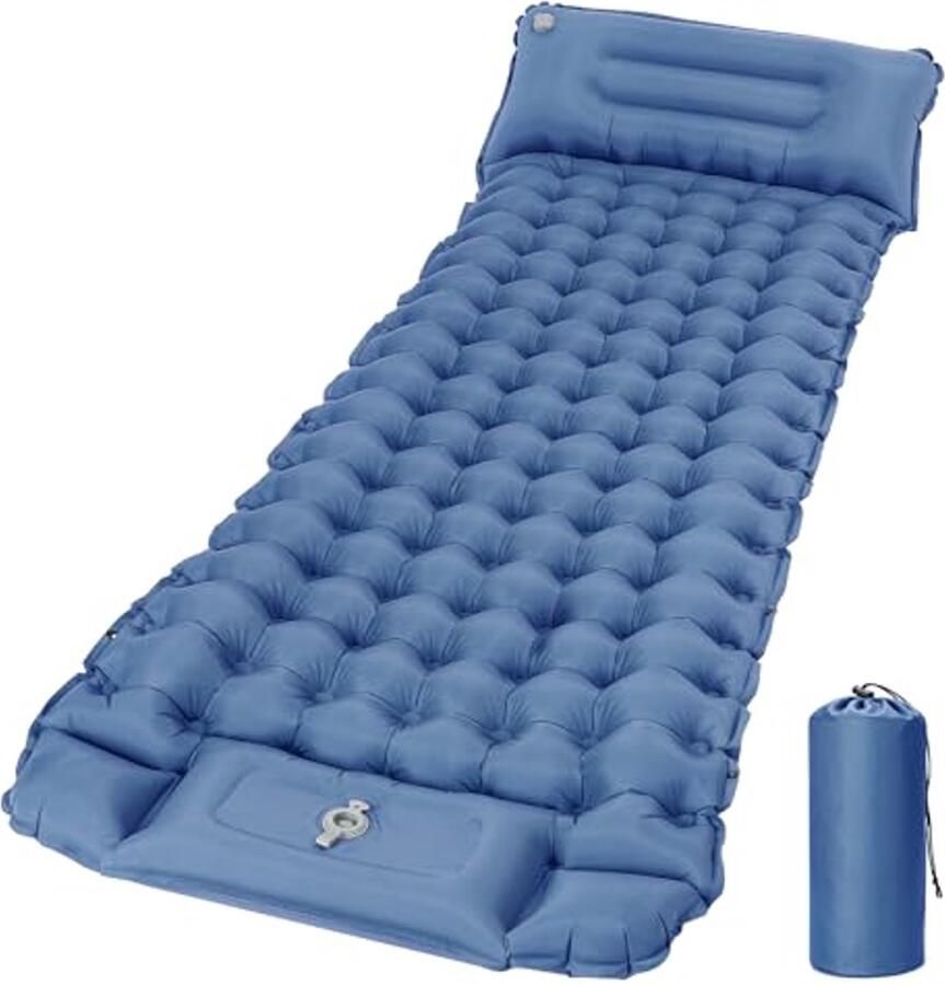 Zelfopblaasbaar Luchtmatras voor Camping en Strand Comfortabel en Ruimtebesparend (Marineblauw Eenpersoon)