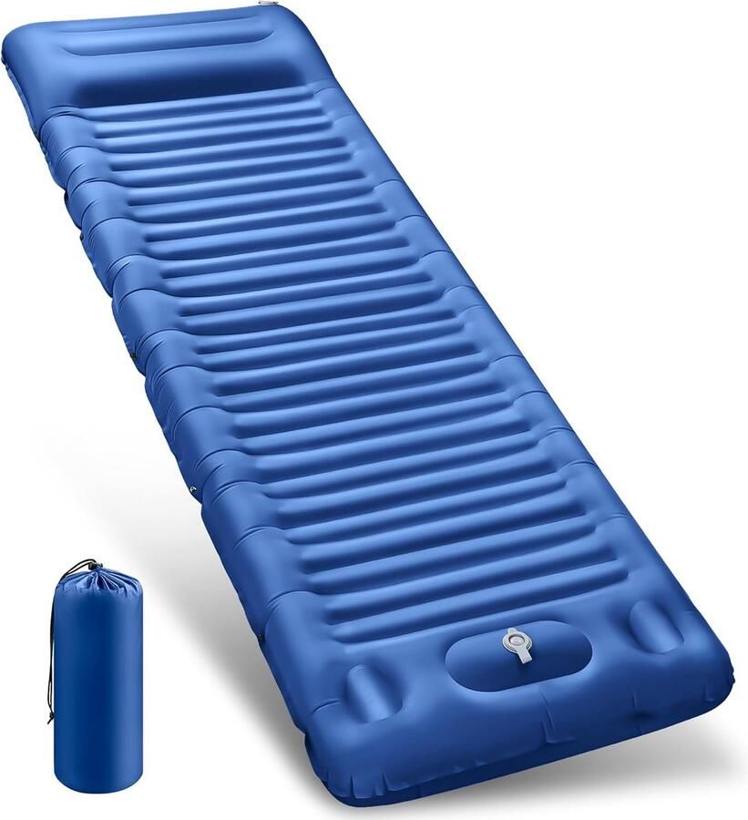 Zelfopblazend 12 cm dik opblaasbaar campingmatras met voetperspomp en kussen ultralicht waterdicht voor buiten slaapmat voor wandelen kamperen tent