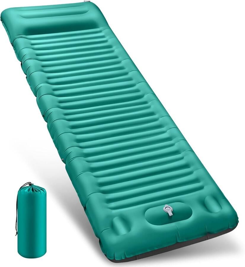 Zelfopblazend 12 cm dik opblaasbaar campingmatras met voetperspomp en kussen ultralicht waterdicht voor buiten slaapmat voor wandelen kamperen tent