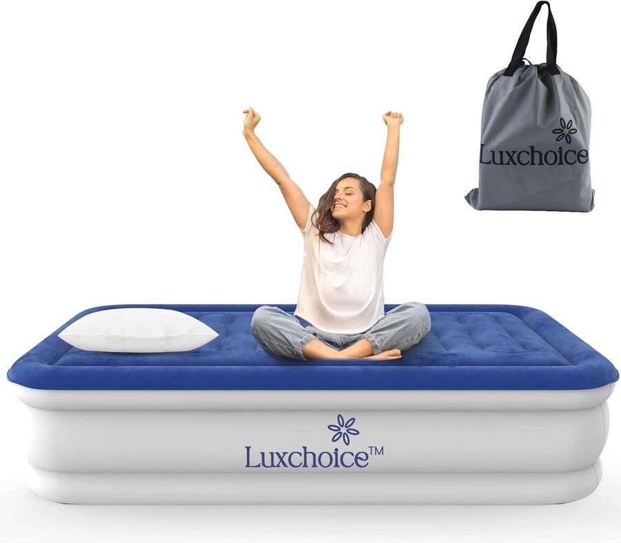 Zelfopblazend Luchtbed voor 1 Persoon Ergonomisch Logeerbed met Ingebouwde Pomp