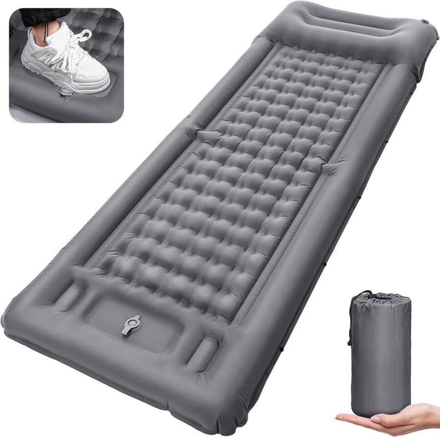 Zelfopblazende slaapmat 12 cm verdikt luchtmatras camping met voetpomp waterdicht ultralicht isolatiemat campingmatras opblaasbaar matras met kussen voor wandelen