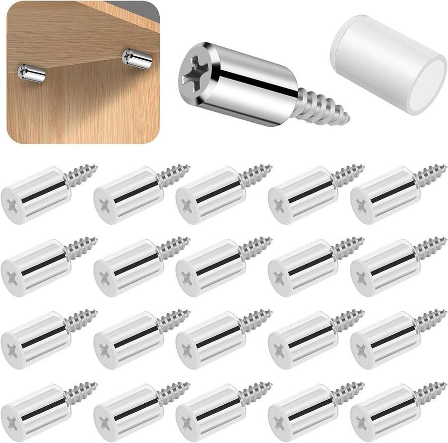 Zelftappende schroeven plankdragers met rubberen bescherming 20 stuks voor kast boekenkast en meubels