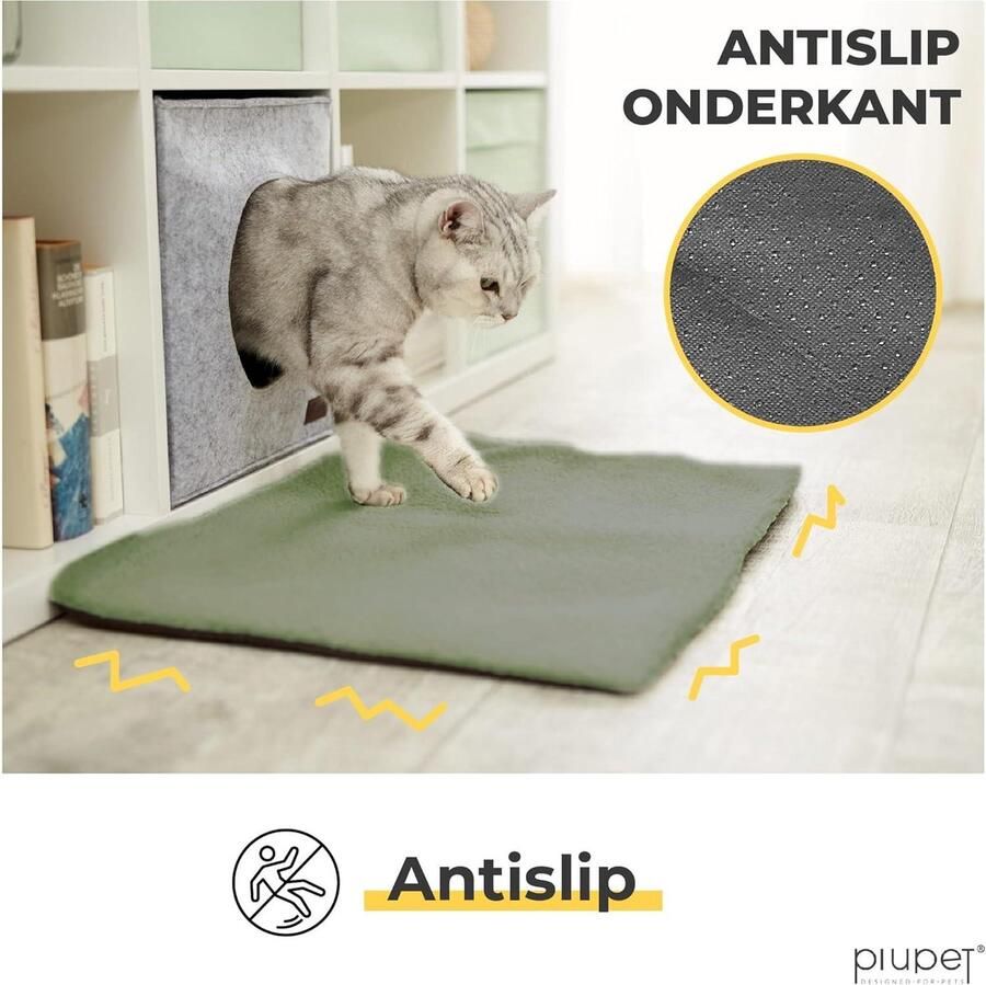 Zelfverwarmende deken voor katten & honden grootte: 60 x 45 cm innovatieve & milieuvriendelijke warmtemat kattendeken warmtekussen fleece deken cat bed heating blanket (groen)