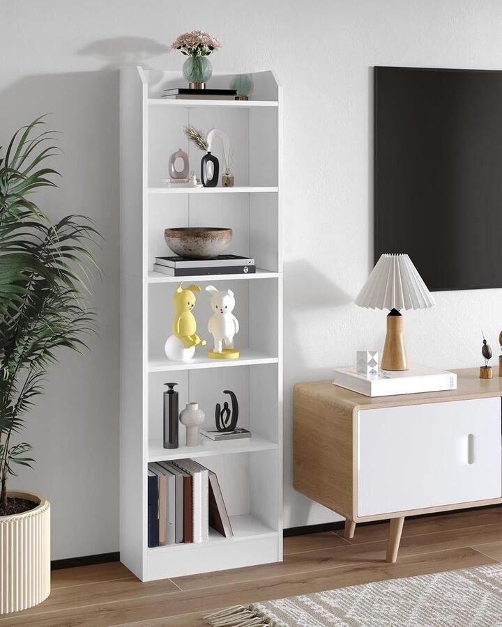 Zes-Lagen Boekenkast 170 cm Staande Boekenkast Opberg- en Decoratieschap Hoekmeubel voor Woonkamer en Thuiswerkplek