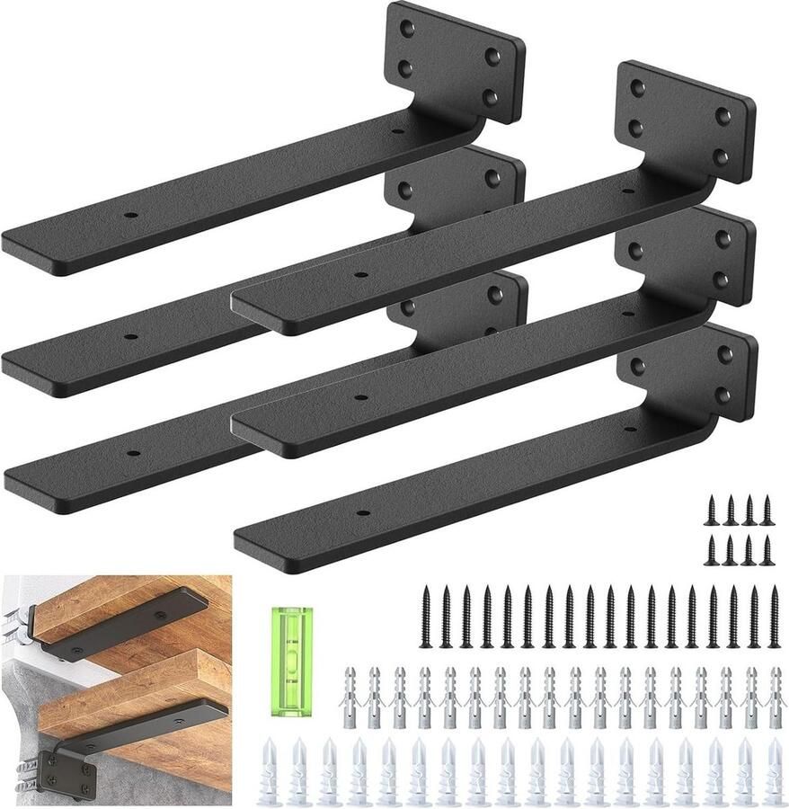 6 stuks zwevende plankbeugels 255 cm zware metalen L-beugels planken ondersteuning muur opknoping industriële stijl
