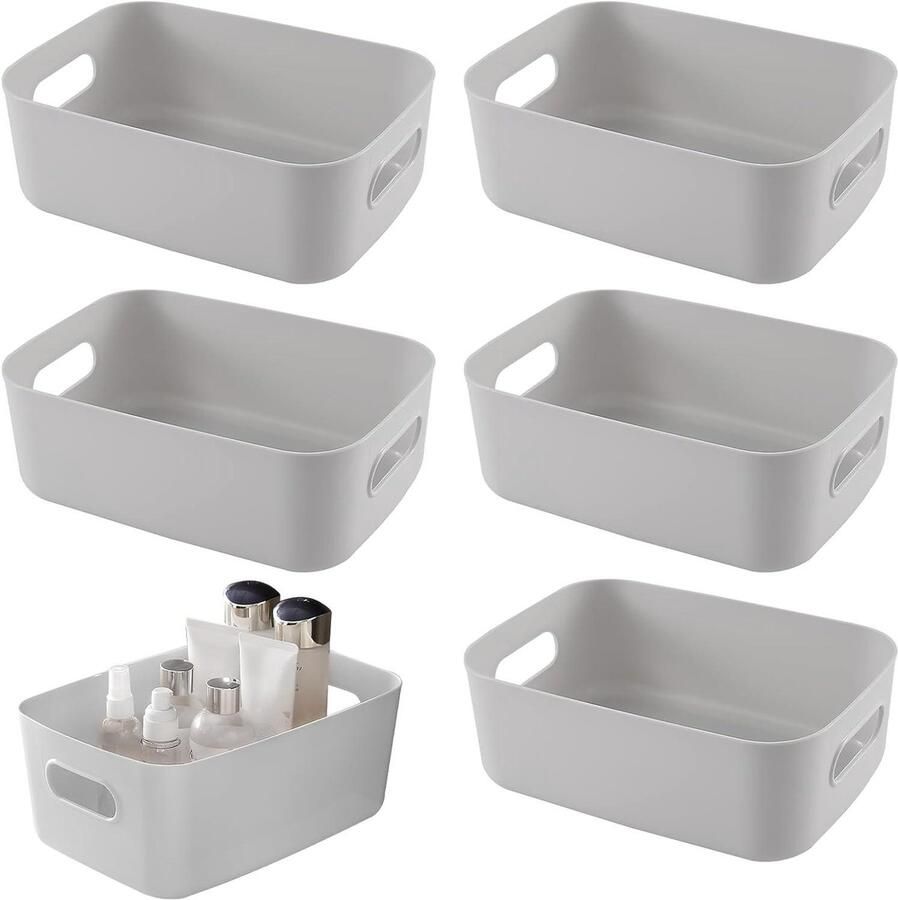 6-delige Opbergdozen Set met Handvatten voor Keukenkastje Multi-functioneel Kantoor Keuken Badkamer Cosmetica Kinderkamer Cabinet Organizers