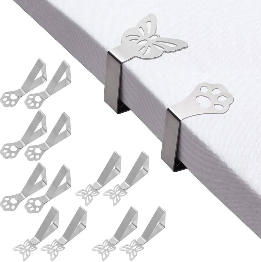 ZIGefofo 12 stuks tafelkleedklemmen roestvrij staal voor buiten tafelklemmen voor dikke tafels tuintafel tafelkleedklemmen buiten zilveren tafelkleedhouder voor dikke tafelbladen