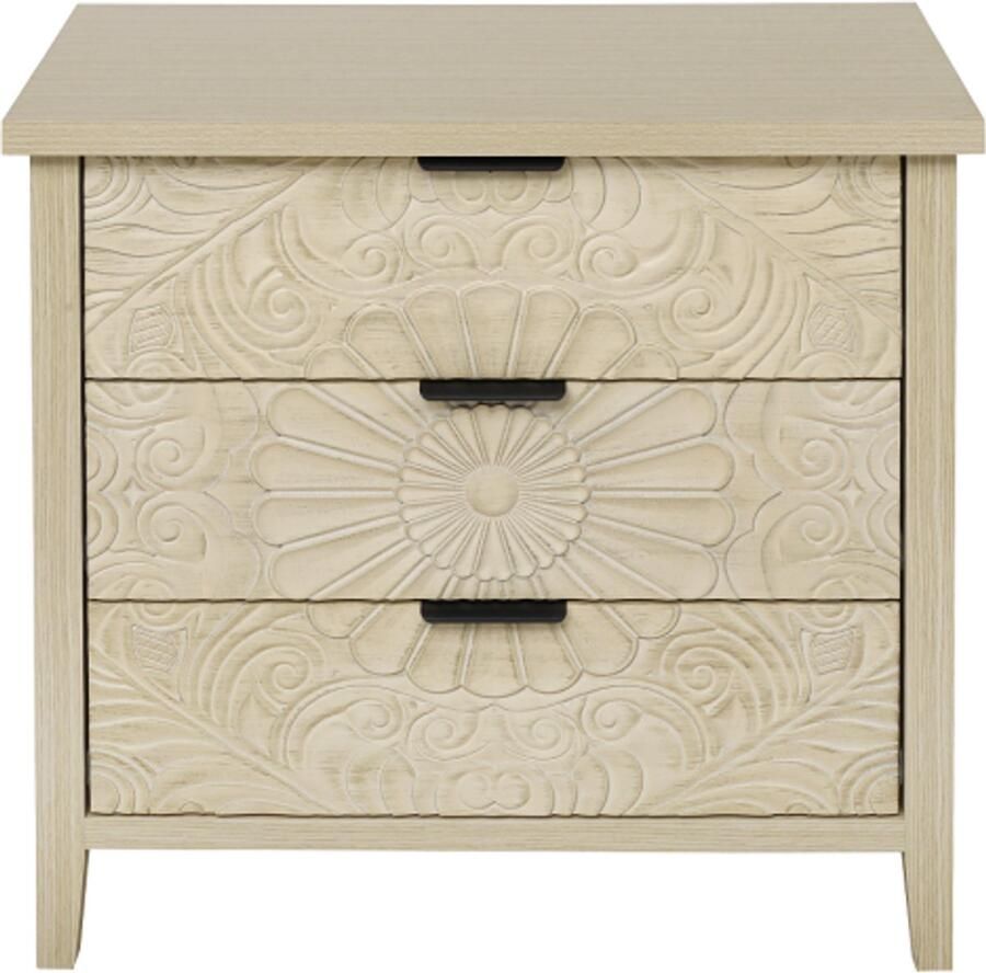 GOTAGEE Zijkast opbergkast met drie laden en reliëfmotief. De verwisselbare ladefronten geschikt voor woonkamer slaapkamer