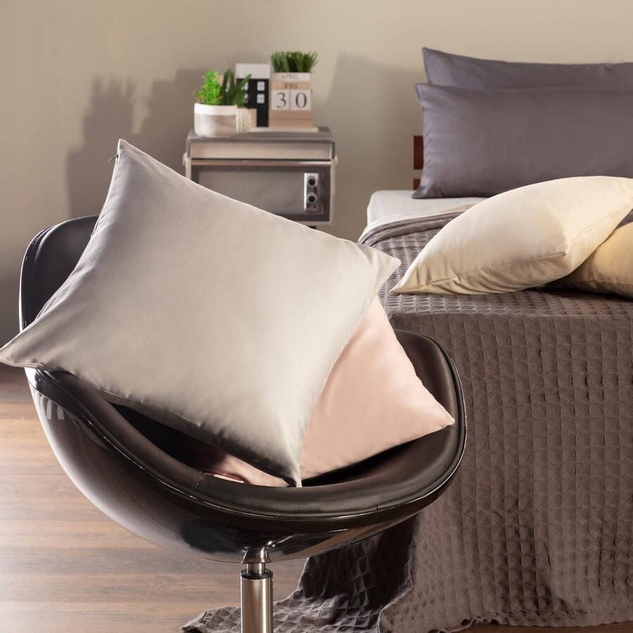 Zijslaapkussen overtrek 40 x 145 cm katoen premium satijn decoratie voor kussens bed bank stof zacht resistent hypoallergeen anti-mijt hoofdkussensloop verborgen ritssluiting volledig