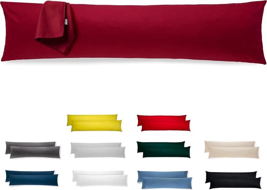 Zijslaapkussen overtrek 40 x 145 cm microvezel premium set van 2 kussenslopen decoratie voor kussens bed bank stof zacht resistent hypoallergeen anti-mijt hoofdkussensloop verborgen