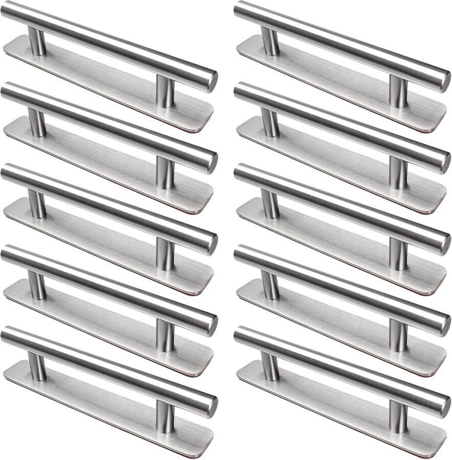 Zelfklevende meubelgrepen roestvrijstalen kastgrepen deurgrepen ladegrepen voor keukenkasten schuifdeuren balkondeur ramen 10 stuks 128 mm zilver