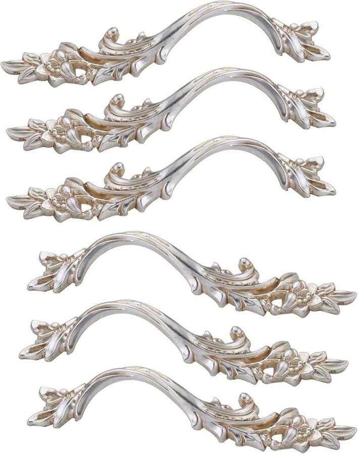 Zilveren Metalen Bloemen Ontwerp Knoppen Handgrepen Trekt Voor Dressoir Lade Retro Deluxe Keuken Kast Badkamer Kast (6 stks set)