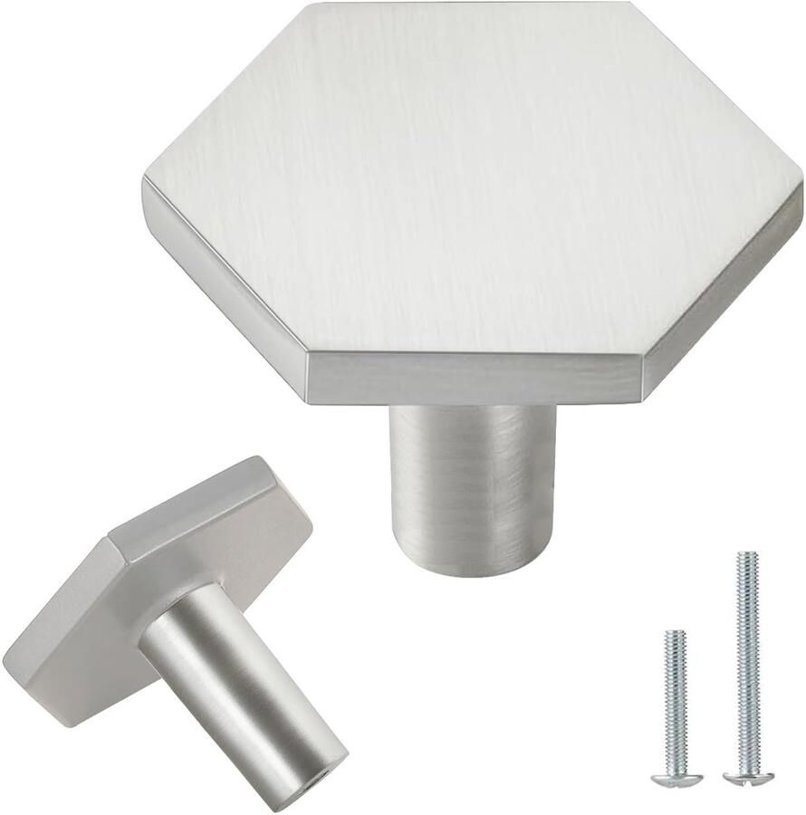 Ibenzoa Set van 8 meubelknoppen en schroeven in mat zilver voor toepassingen