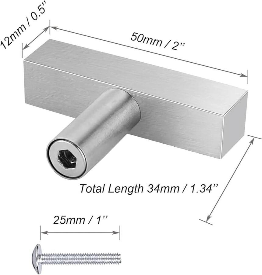 Zilveren meubelknoppen moderne roestvrijstalen grepen set van 10
