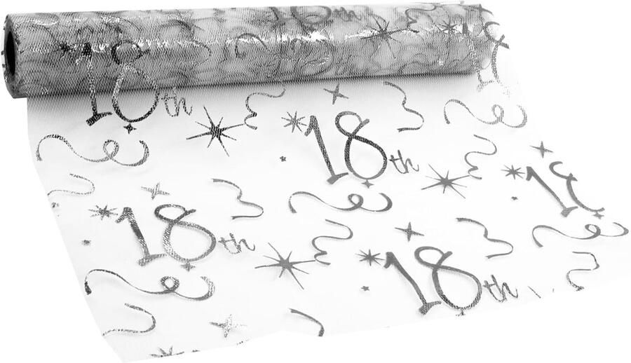 Zilveren tafelloper decoratief 1 rol 28 cm breed 10 meter lang