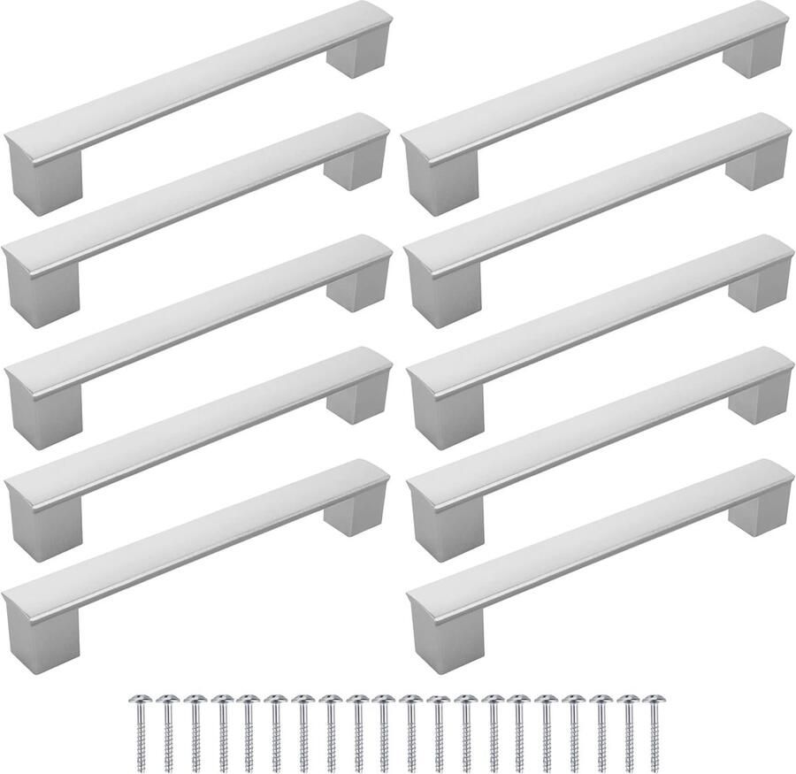 Zilverkleurige Meubelgrepen 128 mm Set van 10 stuks Voor Keuken en Kasten