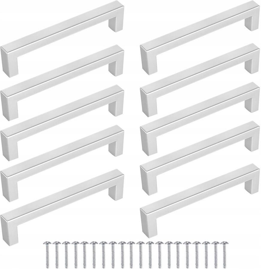Zilverkleurige Meubelgrepen voor Kasten Set van 10 128 mm